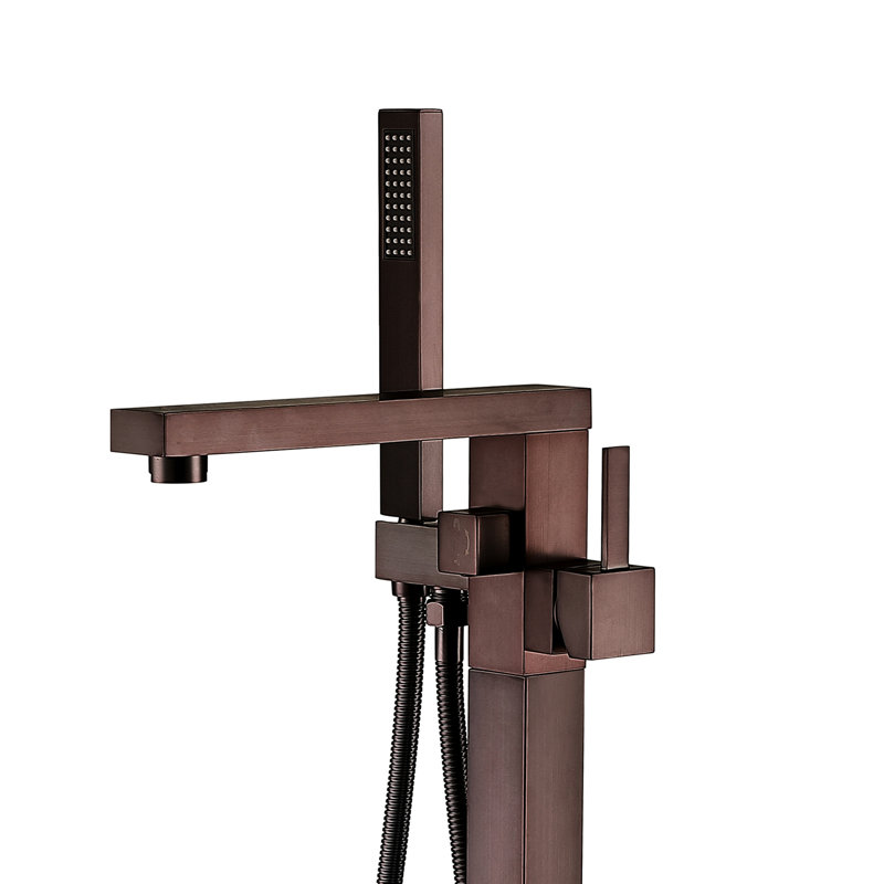 Robinet de baignoire autoportant en métal avec douche à main - Métal bronze huilé Elegance, jet complet pour le corps