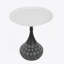 Table basse d'appoint en métal, table à piédestal pour le salon, texture martelée à la main, blanc et noir
