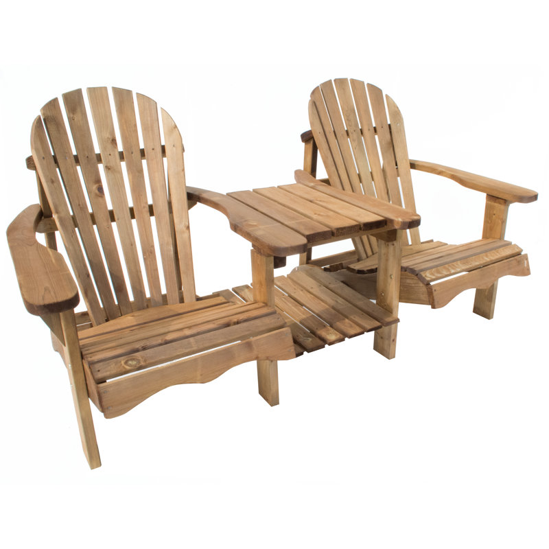 Rory Outdoor Adirondack Chair With Table, Brown