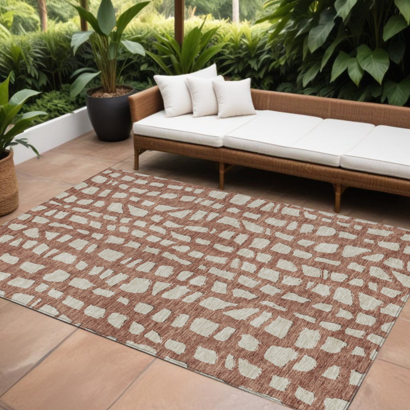 Tapis intérieur lavable abstrait ivoire 8 pi x 10 pi