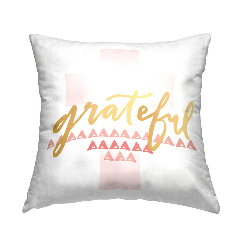 Coussin décoratif imprimé Grateful over Cross par Blue Chair Blessing