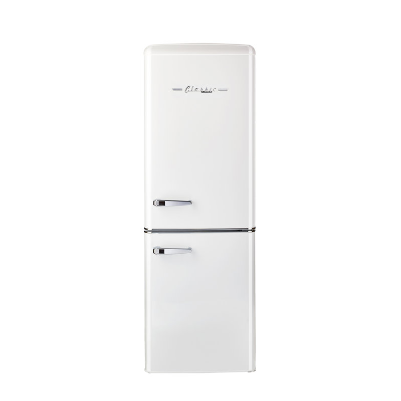 Réfrigérateur à congélateur inférieur classique de 7,6 pi³ à dégivrage manuel Classic Star 21,6 po, Blanc guimauve