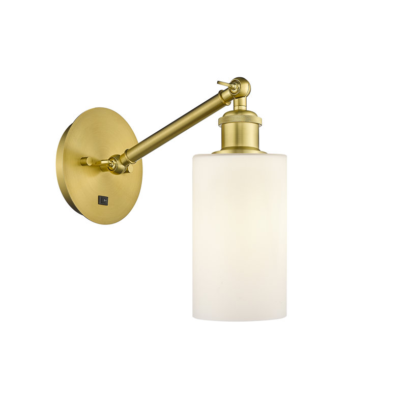 Applique murale 1 lumière 5 po avec bras ajustable Shauna, Blanc mat, Incandescente, Or satiné