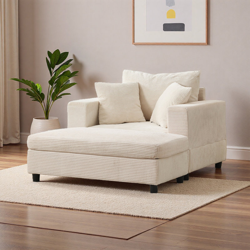 Méridienne avec canapé-lit d'appoint amovible, canapé-lit rembourré avec coussins, fauteuil rembourré à assise profonde moderne pour le salon, la chambre à coucher