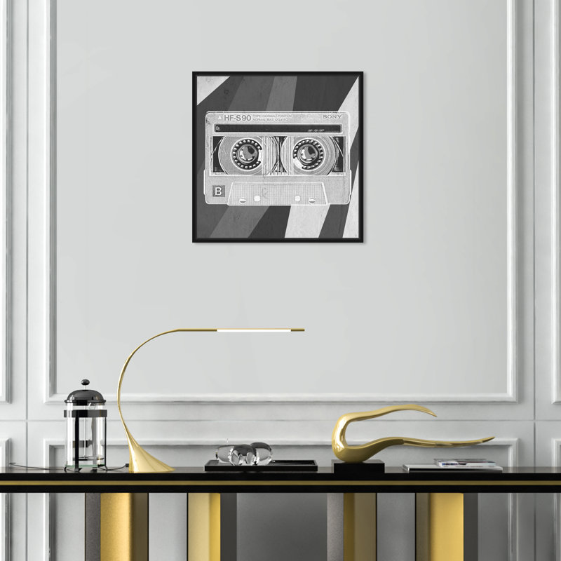 My Mixtape Music Notes - Print, H 16 po x l 16 po, Toile avec cadre noir