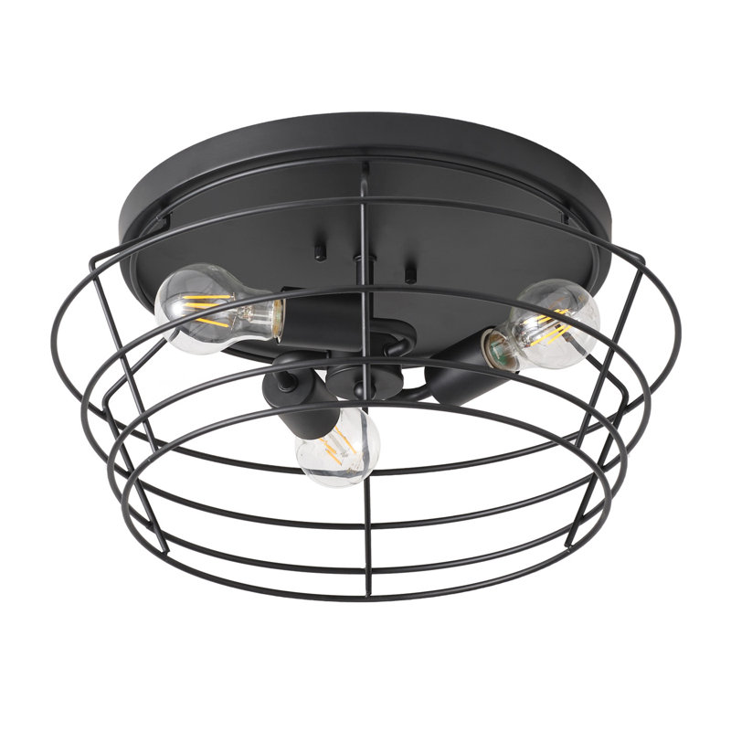 Plafonnier 3 lumières en fer noir mat à intensité variable