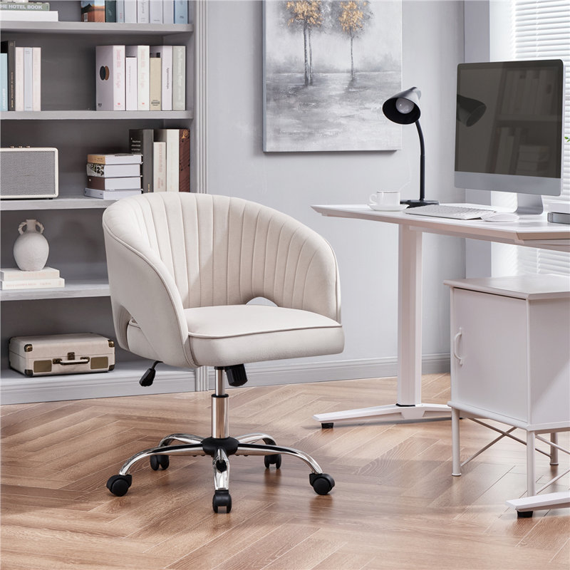 Yaheetech Office Chair, Velvet Cream