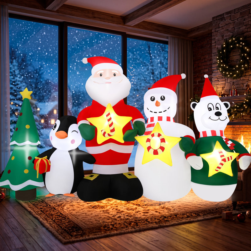 Décoration de jardin gonflable de Noël pour père Noël 6 pi avec lumières à DEL intégrées, explosion rapide de 10 s