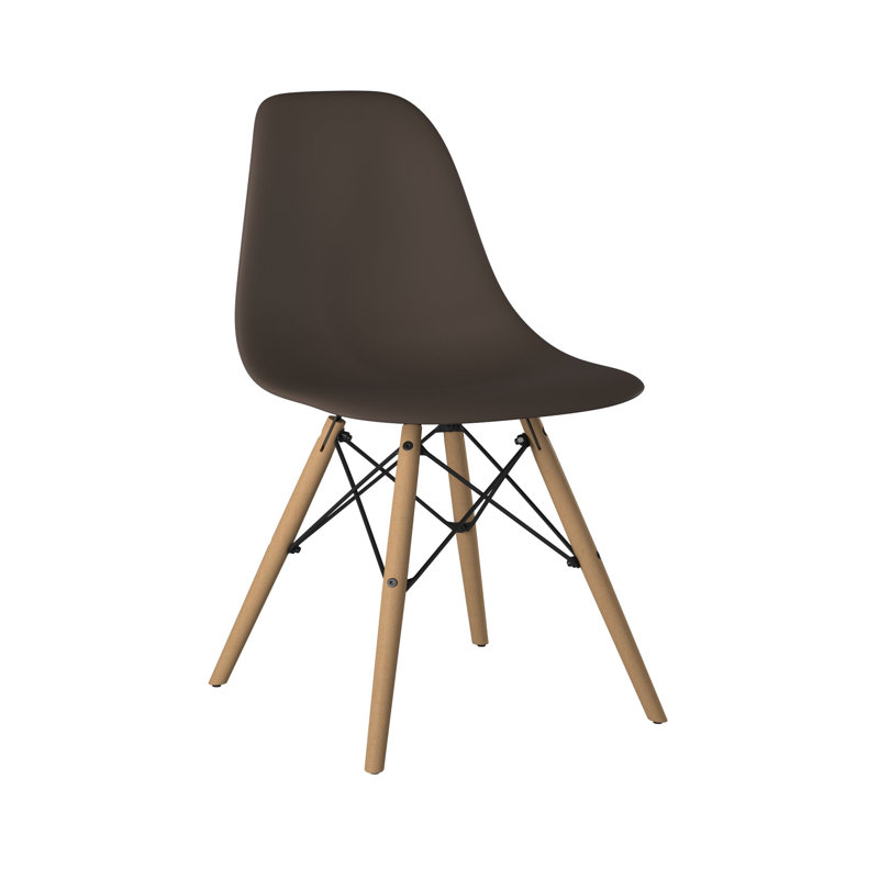 Averna Modern Side Chair with Wood Legs, Brown