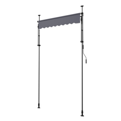 Manual Retractable Awning, 59" Outdoor Retractable Patio Awning Sunshade Shelter, Height Adjustable Patio Door Window Canopy with Manual Crank Handle for Backyard, Garden, Balcony, Dark Gray