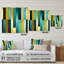 Harmonie rayée verte et jaune - Art mural abstrait en acrylique pour le salon-101499274