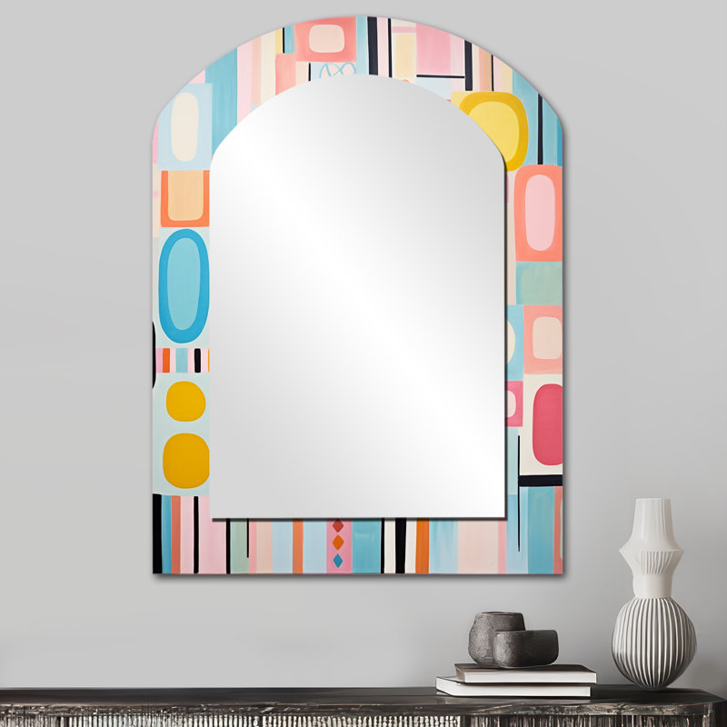 Miroir mural rose Mid-Century, 34 po x 25 po