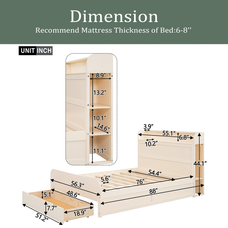 Kanon Bookcase Bed, Cream