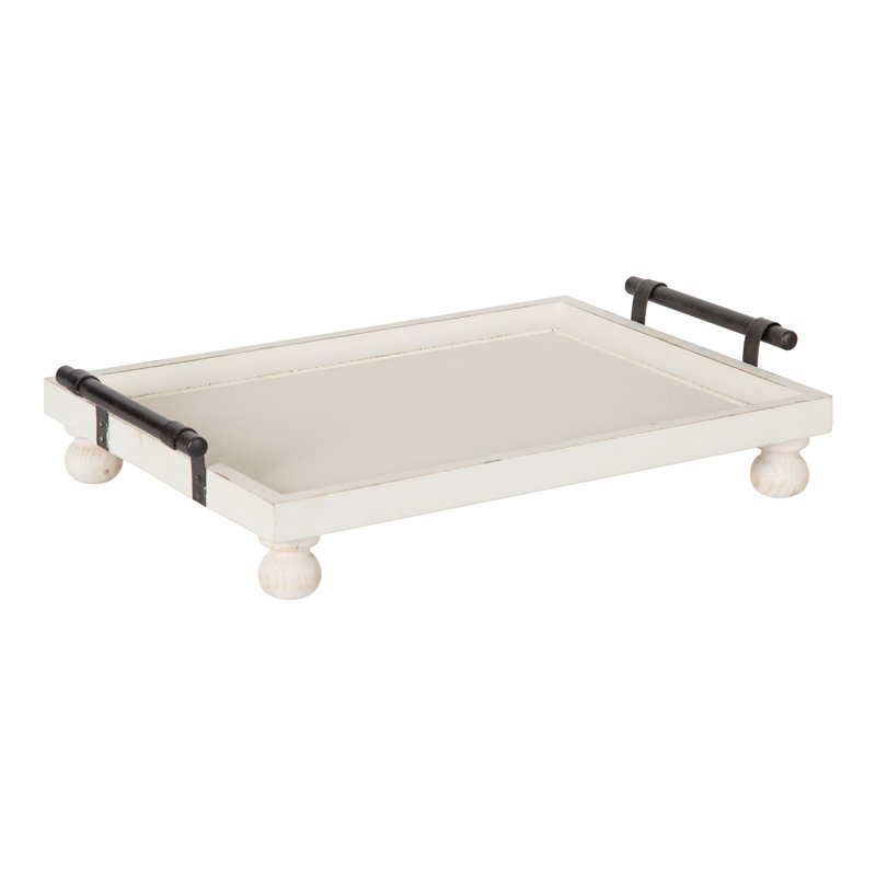 Jorgenson Solid Wood Tray, Distressed White