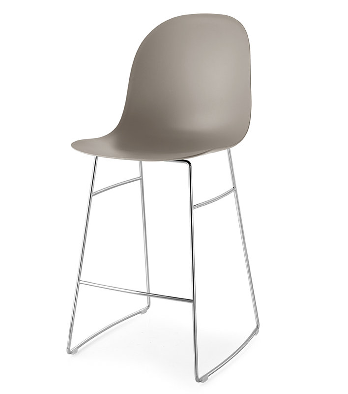 Academy Counter Stool with Chromed Frame, Matt Taupe, Counter Stool (25.59" Seat Height)
