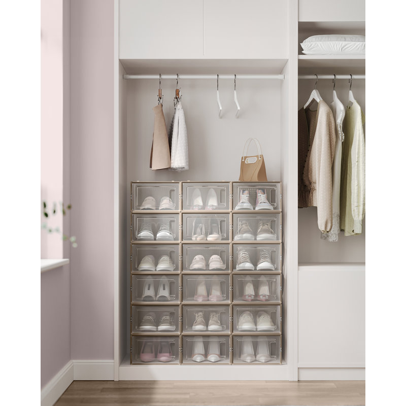 18 Pair Stackable Shoe Storage Box, Brown
