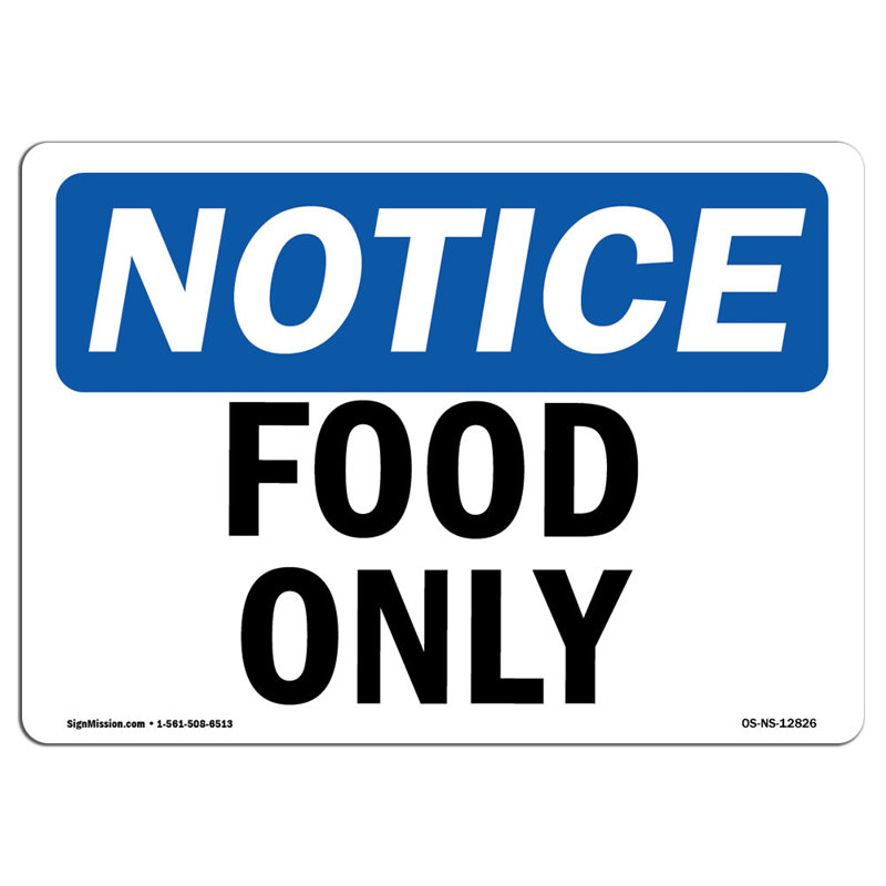Food Only Aluminum Sign 12 x 18