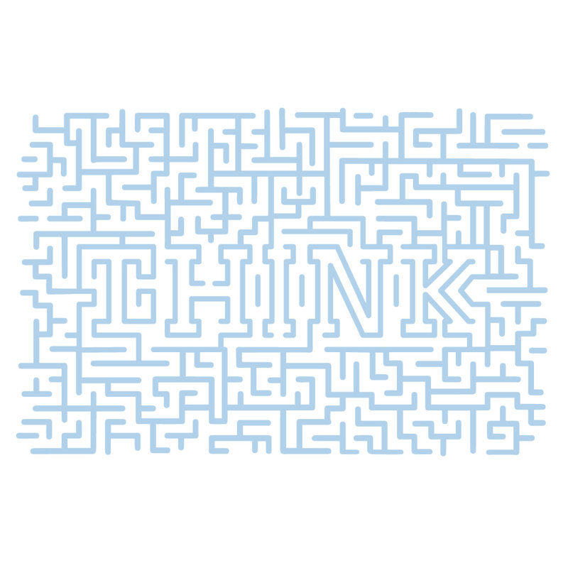 Décalcomanie murale labyrinthe de pensée, Bleu poudré