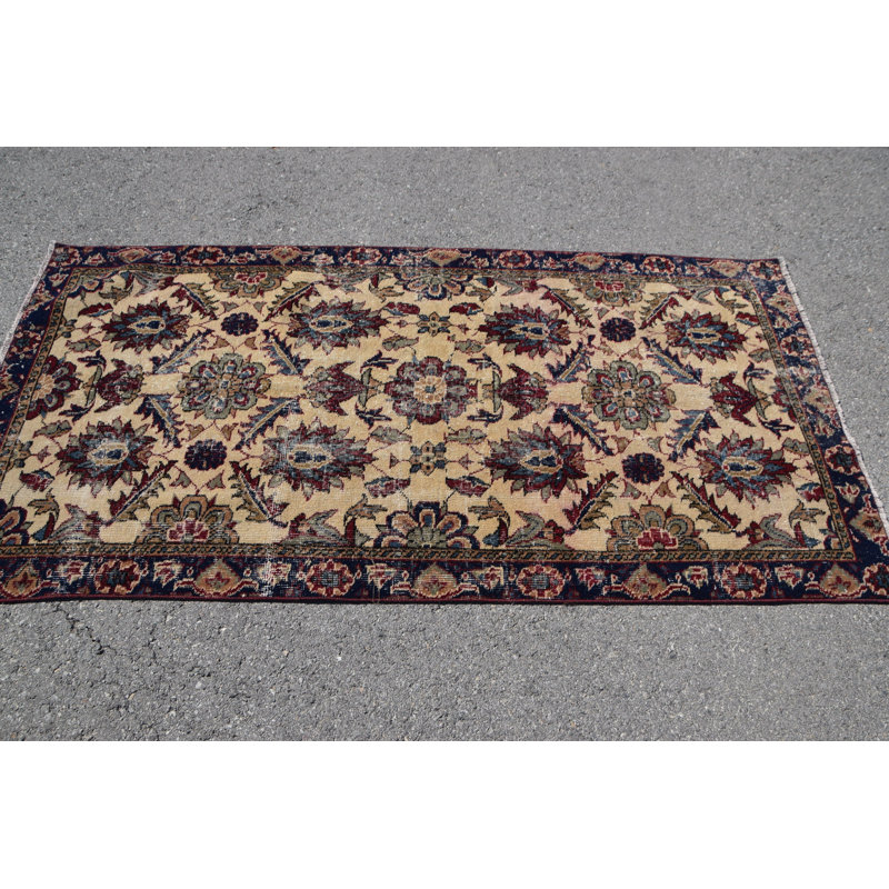 Tapis turc rétro vintage rouge pour la cuisine ou la chambre à coucher