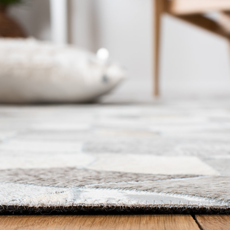Tapis géométrique en peau de vache Krishan , Rectangle 3 pi x 5 pi