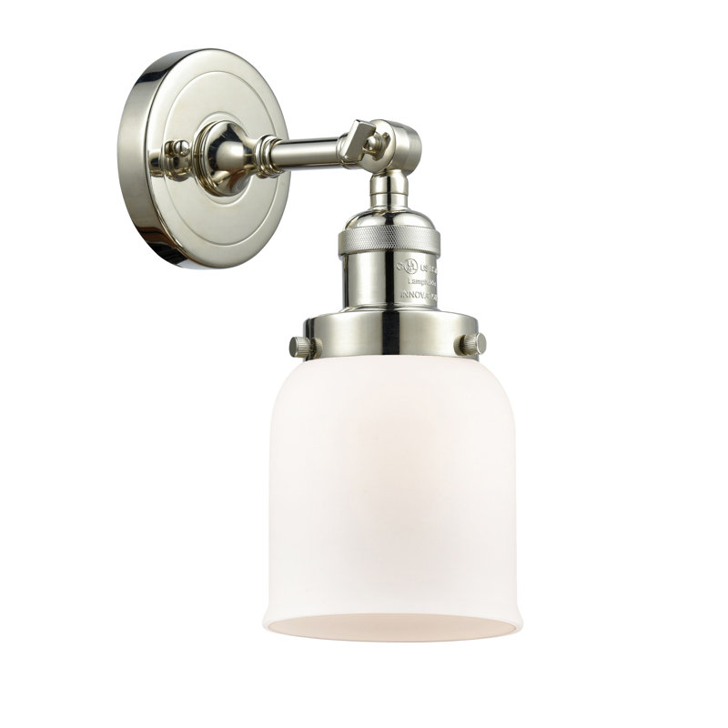 Plafonnier semi-encastré à 1 lumière Wynkoop, Boîtier blanc mat, Nickel poli, H 13 po x l 5 po