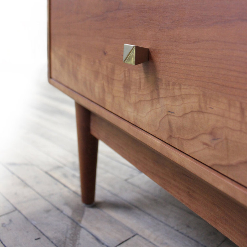 Pyramid Square Knob, Polished Brass