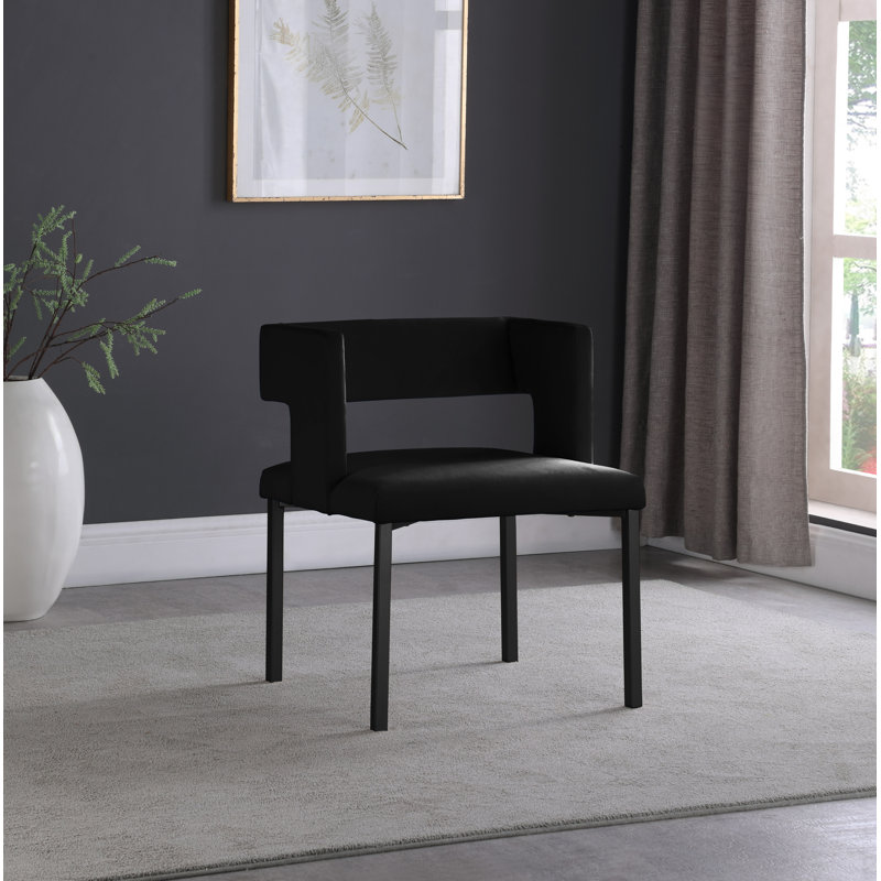 Fauteuil en velours Caleb, Noir mat, Velours noir