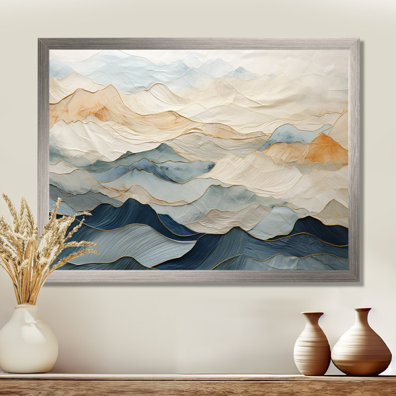 Majestic Mountain Peaks - montagnes, art mural, H 34 po x l 44 po, Cadre photo unique, Noir