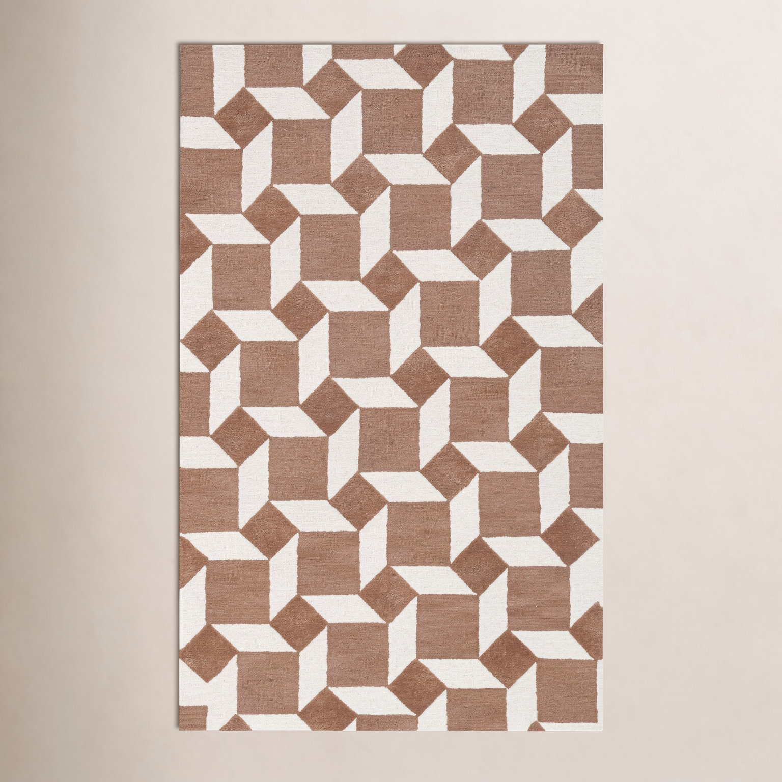Natural Ivory Hand-Tufted Wool Rug, Rectange 5' x 8'