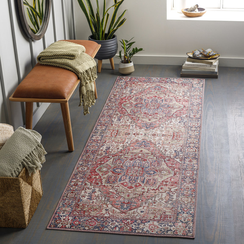 Albertson Machine Woven Oriental Area Rug, Runner 2'6" x 7'6", Dark Red