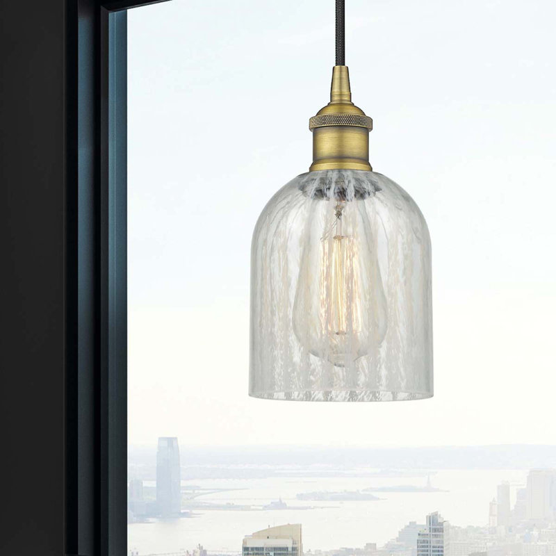 Reiko 1 - Light Single Drop Pendant Pendant, Brushed Brass, Clear