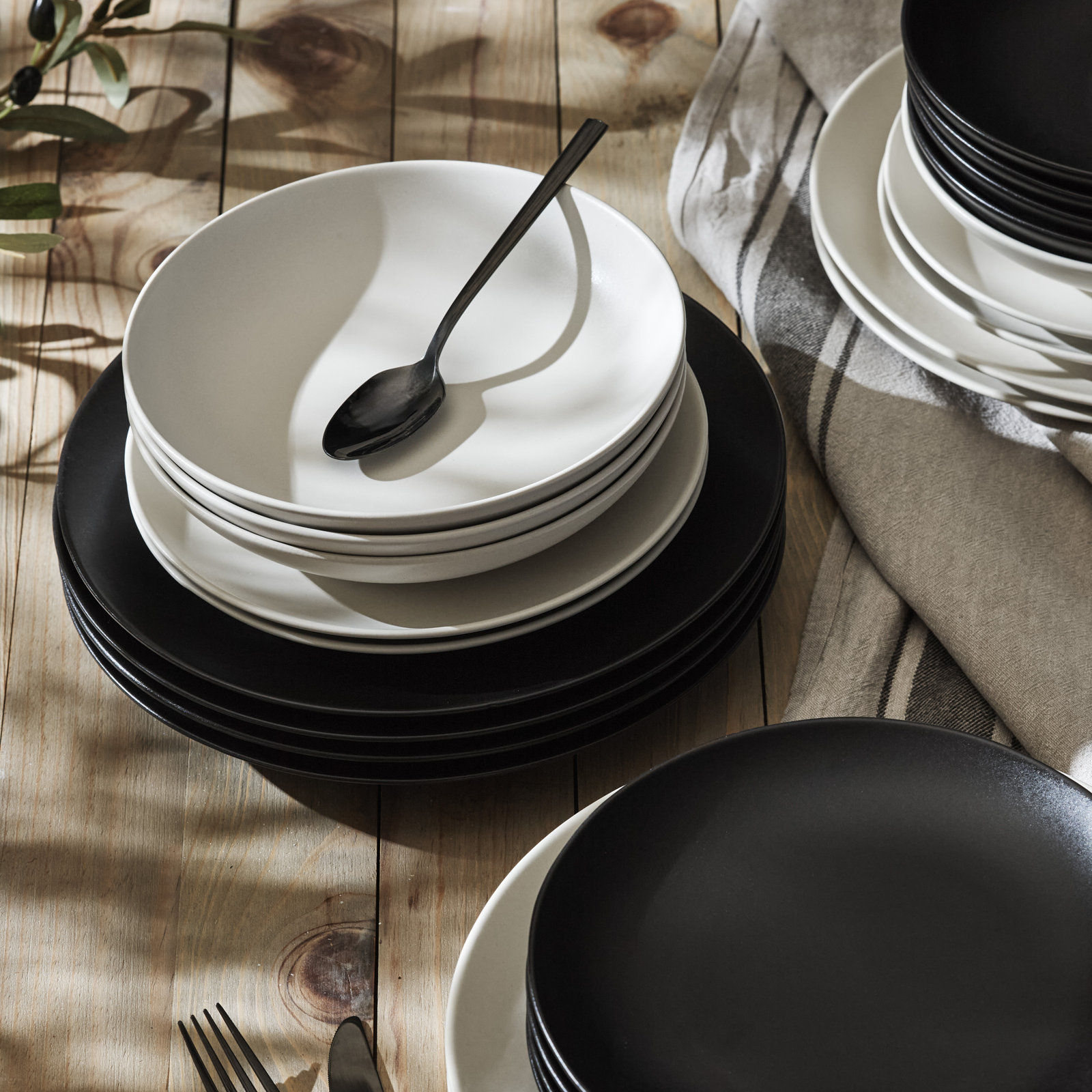 Porto By Stone Lain Semplice 12-Piece Dinnerware Set Stoneware, White