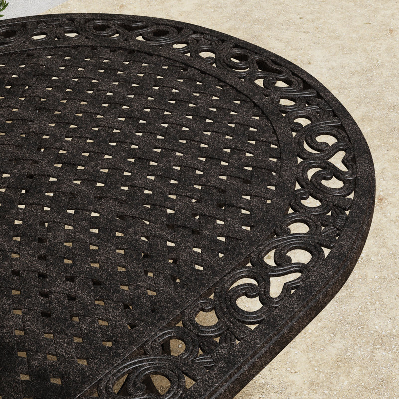 Saoirse Oval Metal Outdoor Dining Table With Umbrella Hole , 72'' in. W 42'' in. D, Bronze