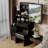 29.2" Small Space Left Bedside Cabinet Vanity Table + Cushioned Stool-1907936229
