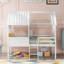 Lit mezzanine simple en bois avec deux fenêtres latérales-824115822