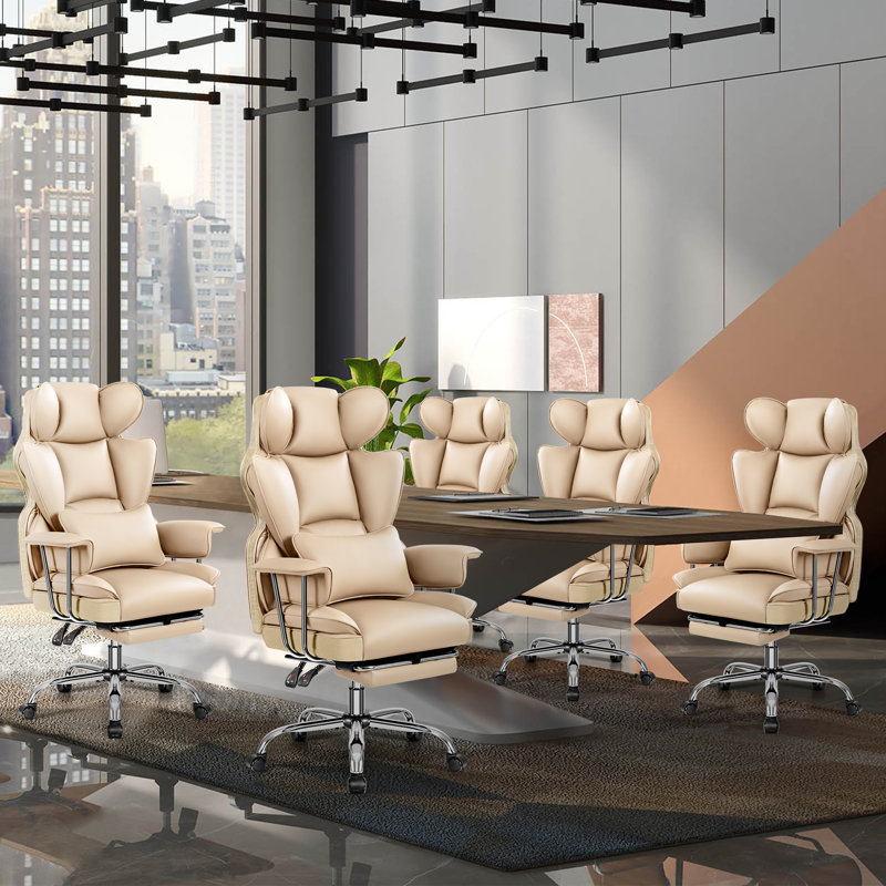 Faux Leather Executive Computer Chair, Dark Beige