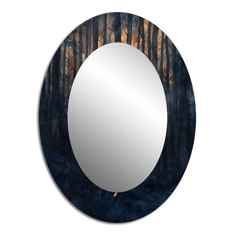 Miroir décoratif floral ovale moderne sur fond harmonieux, 40 po x 30 po