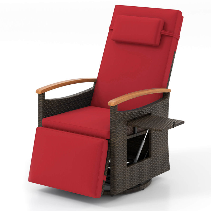 Chaise longue d'extérieur pivotante à 360 ° en rotin , Rouge