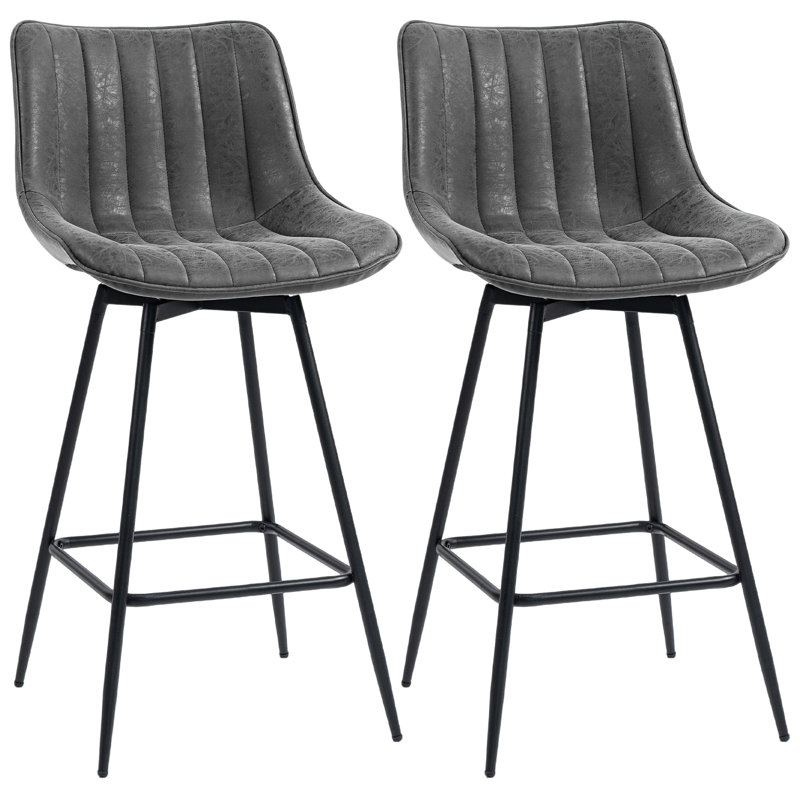 Upholstered Counter Stool with Metal Frame