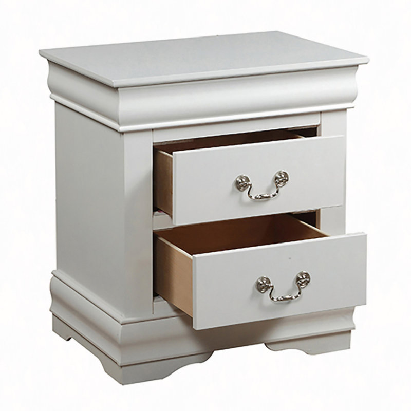 Nightstand, 2-Drawer Nightstand, White