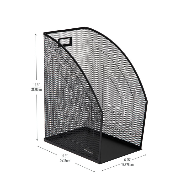 Black Steel Mesh Jumbo Magazine File Organizer Set