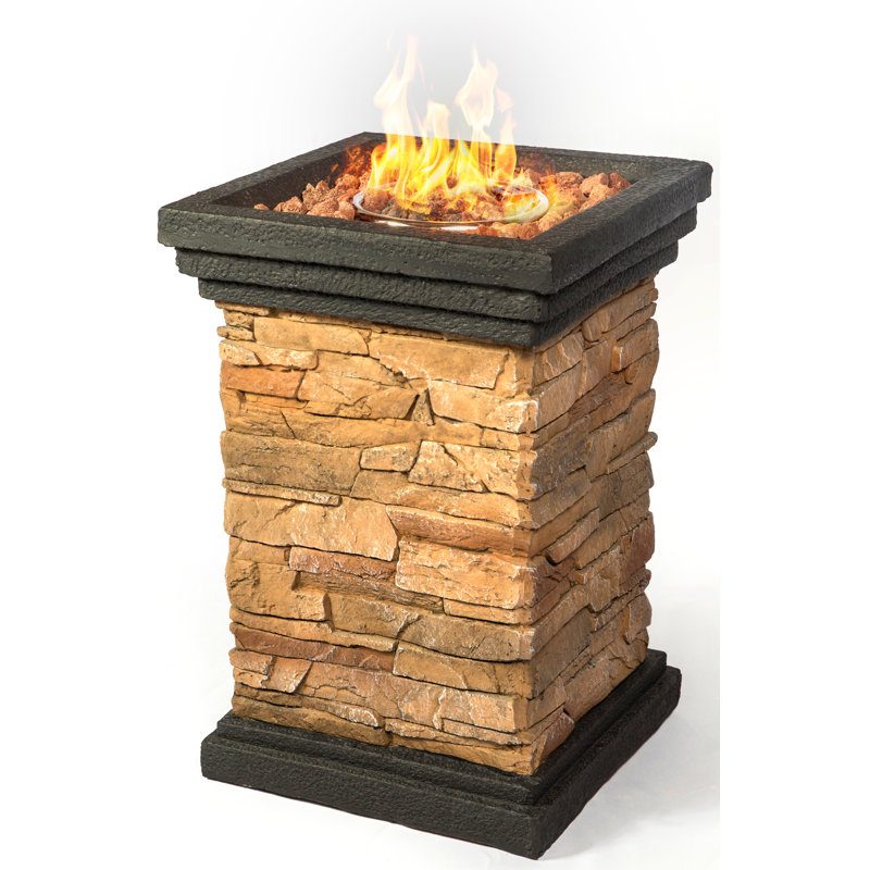 Aledra Square Polyresin Propane Smokeless Fire Column