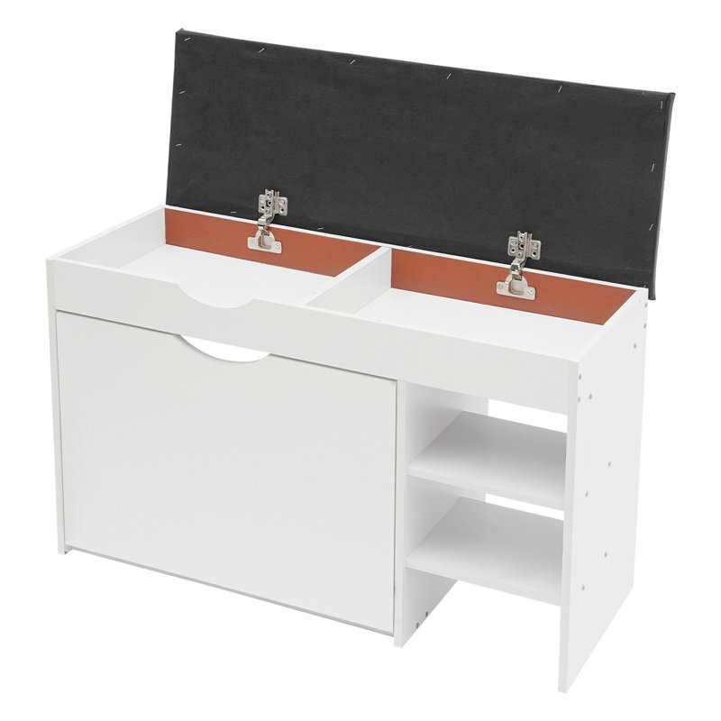 Banc à chaussures avec coussin, banc de rangement pour chaussures, Blanc