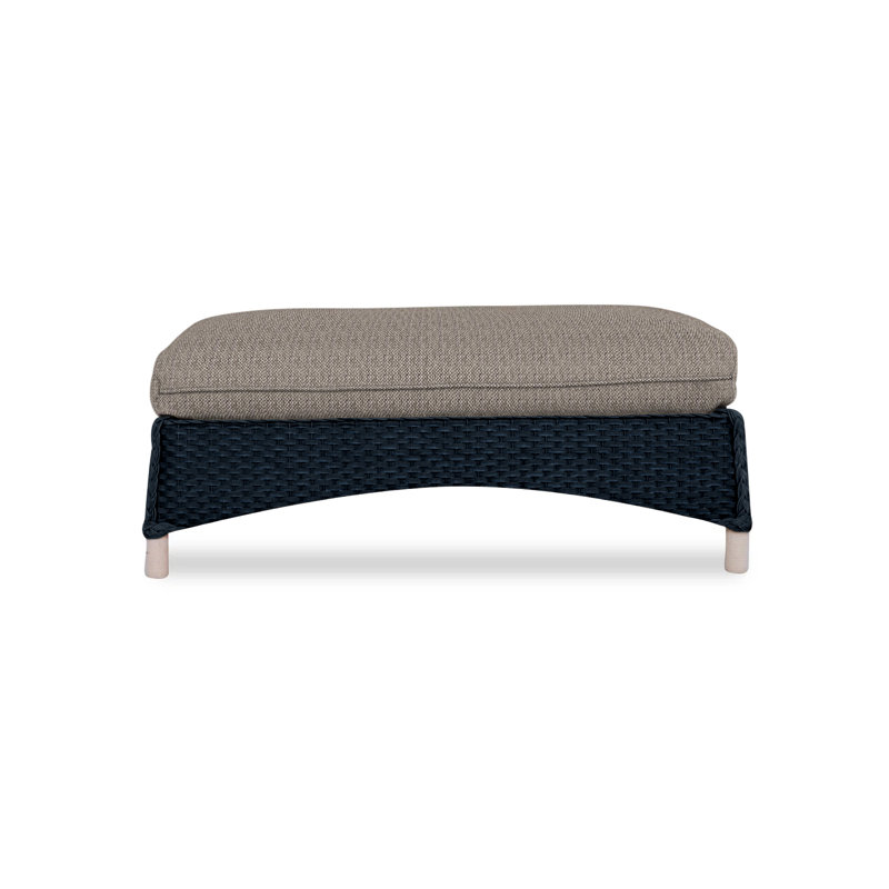 Mandalay Outdoor Ottoman, Callen Celadon, Ebony