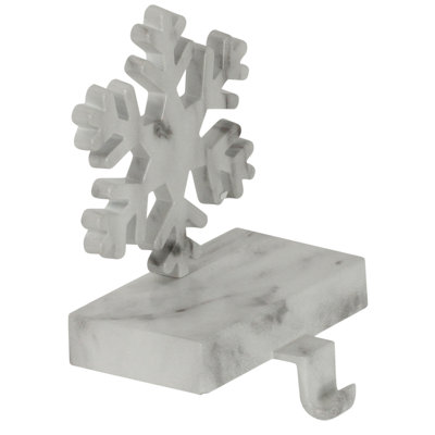 7.25" White and Black Marbled Snowflake Christmas Stocking Holder