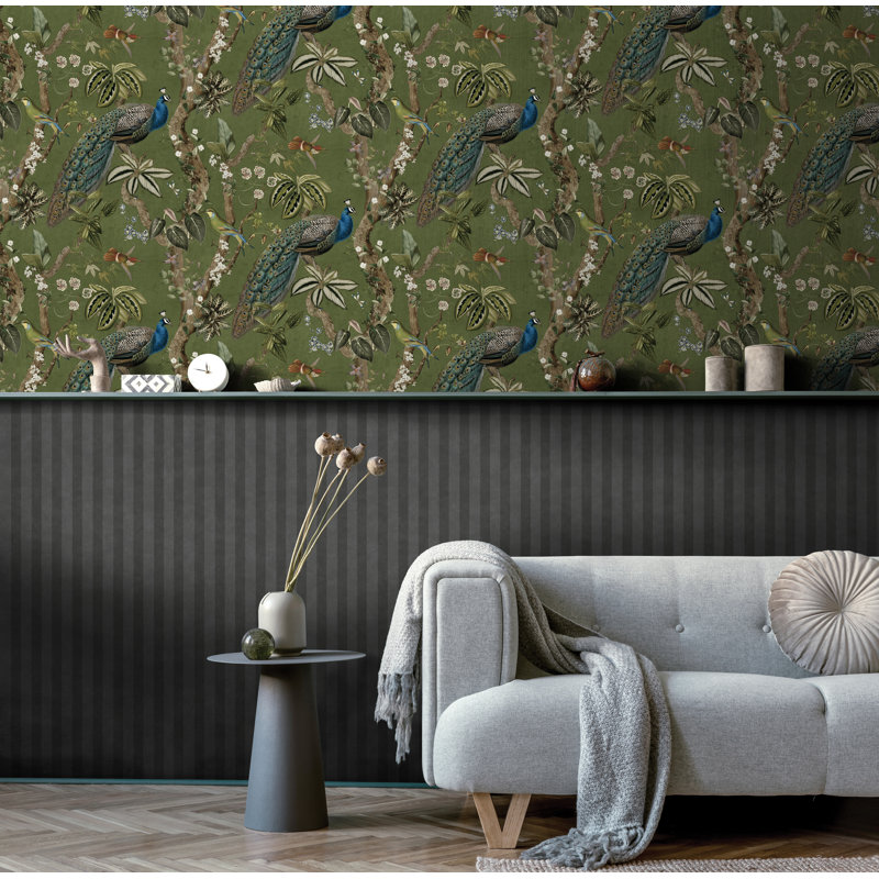Papier peint non tissé Cassia Peacock, Vert