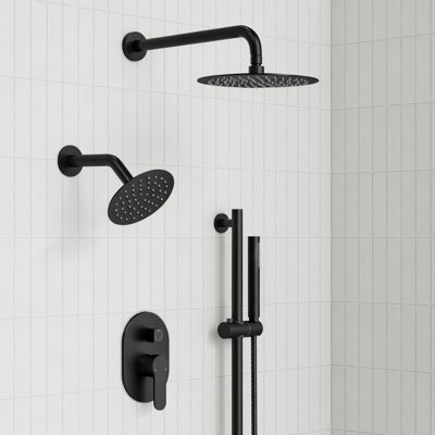 Système de douche à pression équilibrée, douchette à double effet de pluie 10 po avec douche à main
