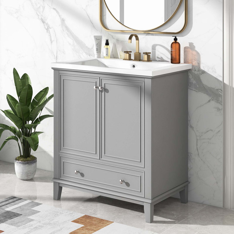 Meuble-lavabo 30 po avec lavabo, Gris