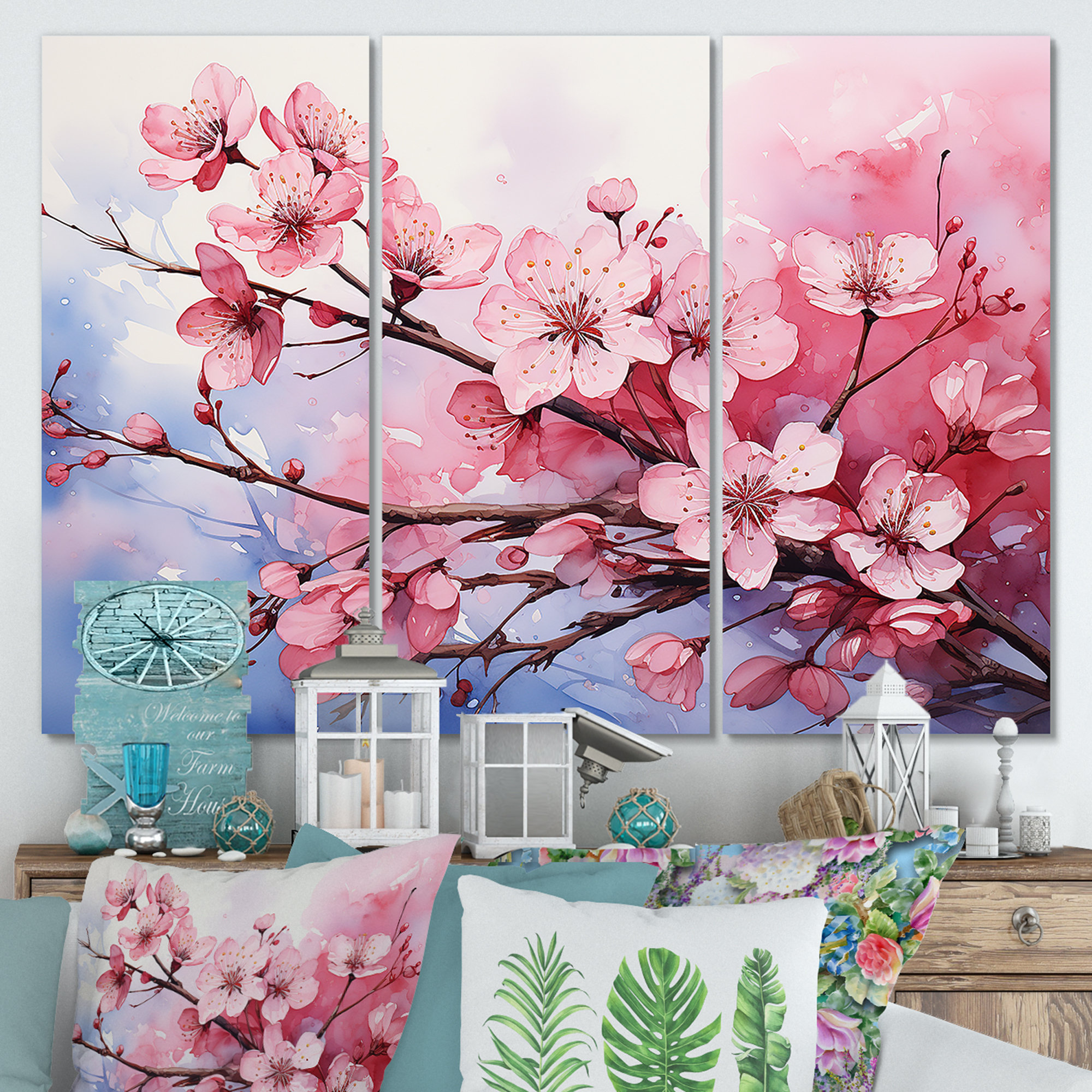 Lark Manor™ Pink Blossom Cheery Tree Wind III - Cherry Wall Art | Wayfair