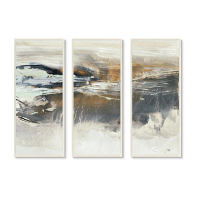 Abstrait gris orageux vert océan vagues qui se brisent 3 pièces par K. Nari